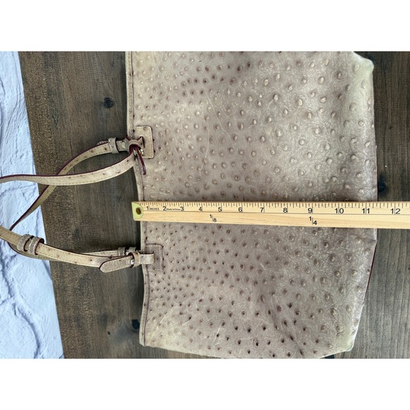 Dooney & Bourke Ostrich Embossed Leather Tote Tan Shoulder Bag Classic Preppy - Picture 9 of 16